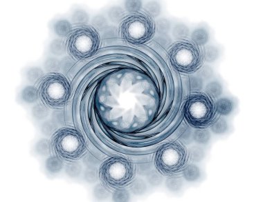 Konuyla ilgili soyut fraktal formlar grafik tasarım ve nükleer fizik bilim parçacıkların. Kutsal geometri futuristik