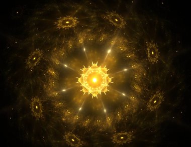 Konuyla ilgili soyut fraktal formlar grafik tasarım ve nükleer fizik bilim parçacıkların. Kutsal geometri futuristik