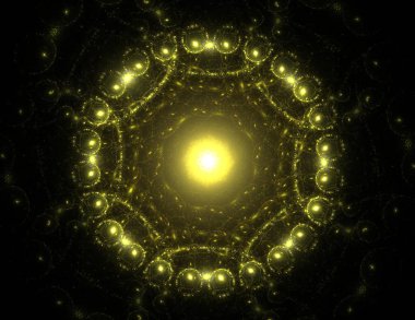 Konuyla ilgili soyut fraktal formlar grafik tasarım ve nükleer fizik bilim parçacıkların. Kutsal geometri futuristik