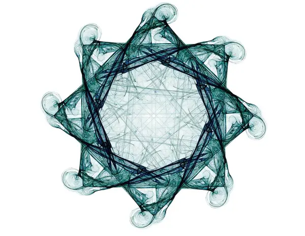 Teilchen abstrakter fraktaler Formen zum Thema Kernphysik und Grafikdesign. Geometrie heilig futuristisch — Stockfoto