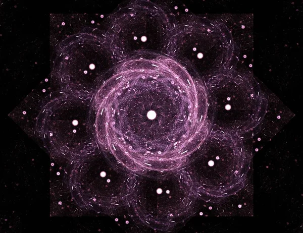 Partículas de formas fractais abstratas sobre o tema da ciência da física nuclear e design gráfico. Geometria futurista sagrado — Fotografia de Stock