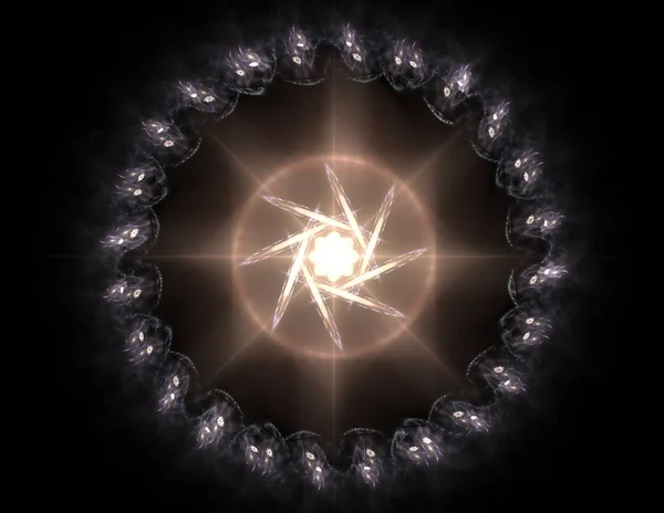 Dantelli renkli saat desen. Dijital fractal sanat tasarım. Kutsal semboller işaretler geometrisi soyut tasarım. — Stok fotoğraf