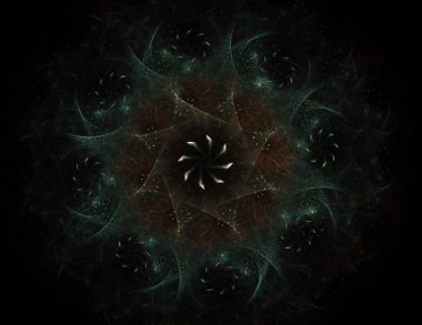 Konuyla ilgili soyut fraktal formlar grafik tasarım ve nükleer fizik bilim parçacıkların. Kutsal geometri futuristik