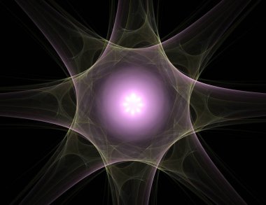 Konuyla ilgili soyut fraktal formlar grafik tasarım ve nükleer fizik bilim parçacıkların. Kutsal geometri futuristik