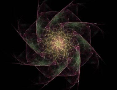 Dantelli renkli saat desen. Dijital fractal sanat tasarım. Kutsal semboller işaretler geometrisi soyut tasarım. 