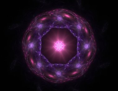 Konuyla ilgili soyut fraktal formlar grafik tasarım ve nükleer fizik bilim parçacıkların. Kutsal geometri futuristik