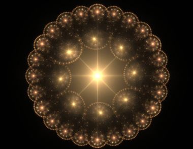 Konuyla ilgili soyut fraktal formlar grafik tasarım ve nükleer fizik bilim parçacıkların. Kutsal geometri futuristik