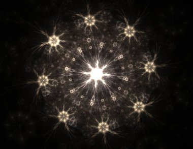 Konuyla ilgili soyut fraktal formlar grafik tasarım ve nükleer fizik bilim parçacıkların. Kutsal geometri futuristik