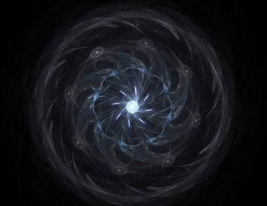 Konuyla ilgili soyut fraktal formlar grafik tasarım ve nükleer fizik bilim parçacıkların. Kutsal geometri futuristik