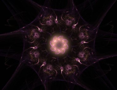 Konuyla ilgili soyut fraktal formlar grafik tasarım ve nükleer fizik bilim parçacıkların. Kutsal geometri futuristik