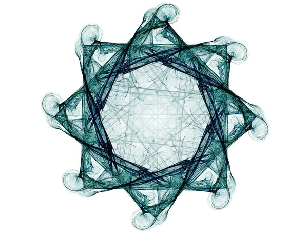 Particelle di forme frattali astratte sul tema della fisica nucleare e del disegno grafico. Geometria sacra futuristica — Foto Stock