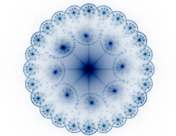 Particelle di forme frattali astratte sul tema della fisica nucleare e del disegno grafico. Geometria sacra futuristica — Foto Stock