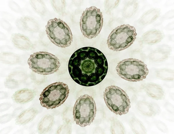 Particules de formes fractales abstraites sur le sujet de la physique nucléaire et de la conception graphique. Géométrie sacré futuriste — Photo