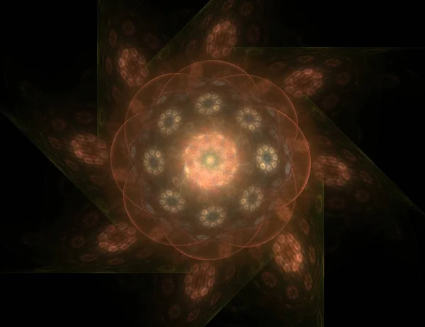 核物理学とグラフィック デザインのテーマに抽象的なフラクタル形態の粒子。神聖な幾何学未来 — ストック写真