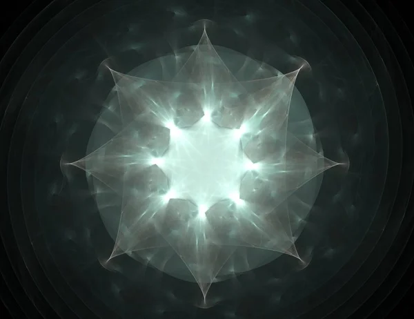 Deeltjes van abstracte fractale vormen op het onderwerp van de nucleaire fysica wetenschap en grafisch ontwerp. Heilige Geometrie futuristische — Stockfoto