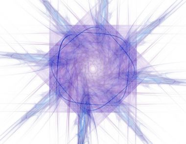 Konuyla ilgili soyut fraktal formlar grafik tasarım ve nükleer fizik bilim parçacıkların. Kutsal geometri futuristik