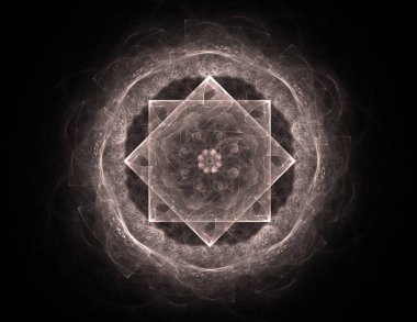 Konuyla ilgili soyut fraktal formlar grafik tasarım ve nükleer fizik bilim parçacıkların. Kutsal geometri futuristik