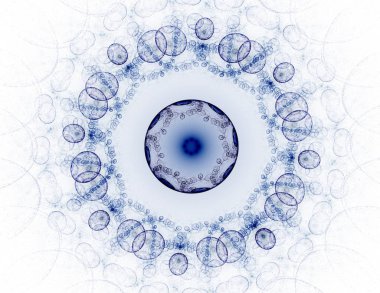Konuyla ilgili soyut fraktal formlar grafik tasarım ve nükleer fizik bilim parçacıkların. Kutsal geometri futuristik