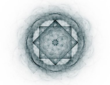 Konuyla ilgili soyut fraktal formlar grafik tasarım ve nükleer fizik bilim parçacıkların. Kutsal geometri futuristik