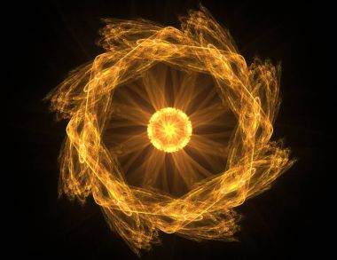 Konuyla ilgili soyut fraktal formlar grafik tasarım ve nükleer fizik bilim parçacıkların. Kutsal geometri futuristik