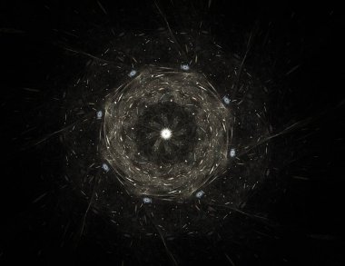 Konuyla ilgili soyut fraktal formlar grafik tasarım ve nükleer fizik bilim parçacıkların. Kutsal geometri futuristik