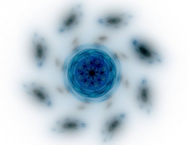 Konuyla ilgili soyut fraktal formlar grafik tasarım ve nükleer fizik bilim parçacıkların. Kutsal geometri futuristik