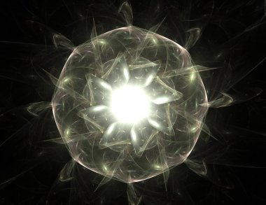 Konuyla ilgili soyut fraktal formlar grafik tasarım ve nükleer fizik bilim parçacıkların. Kutsal geometri futuristik