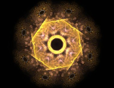 Konuyla ilgili soyut fraktal formlar grafik tasarım ve nükleer fizik bilim parçacıkların. Kutsal geometri futuristik