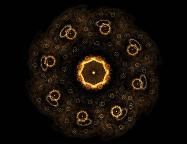 Konuyla ilgili soyut fraktal formlar grafik tasarım ve nükleer fizik bilim parçacıkların. Kutsal geometri futuristik