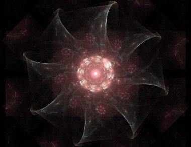 Konuyla ilgili soyut fraktal formlar grafik tasarım ve nükleer fizik bilim parçacıkların. Kutsal geometri futuristik