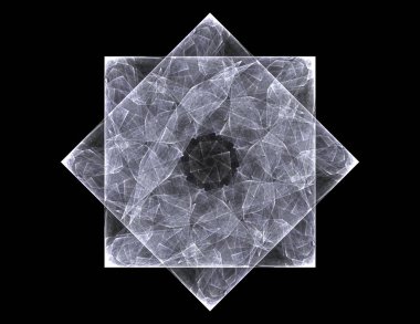 Konuyla ilgili soyut fraktal formlar grafik tasarım ve nükleer fizik bilim parçacıkların. Kutsal geometri futuristik