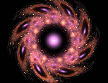 Soyut fraktal kırmızı arka plan ile kesişen daireler ve oval. disko ışıkları. Hareket illüstrasyon.