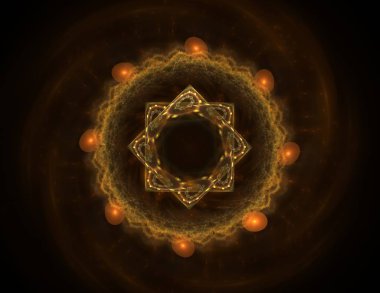 Soyut fraktal kırmızı arka plan ile kesişen daireler ve oval. disko ışıkları. Hareket illüstrasyon.