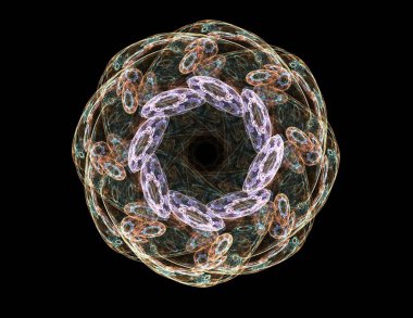 Dantelli renkli saat desen. Dijital fractal sanat tasarım. Kutsal semboller işaretler geometrisi soyut tasarım. 