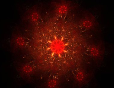 Konuyla ilgili soyut fraktal formlar grafik tasarım ve nükleer fizik bilim parçacıkların. Kutsal geometri futuristik