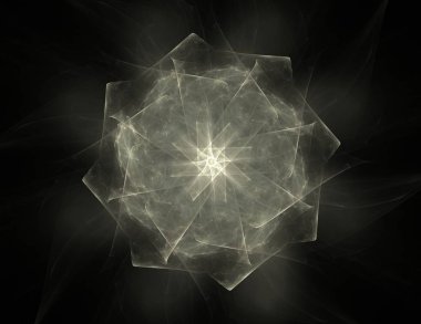 Konuyla ilgili soyut fraktal formlar grafik tasarım ve nükleer fizik bilim parçacıkların. Kutsal geometri futuristik