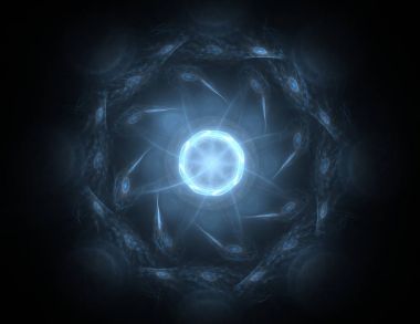 Konuyla ilgili soyut fraktal formlar grafik tasarım ve nükleer fizik bilim parçacıkların. Kutsal geometri futuristik