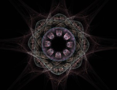 Dantelli renkli saat desen. Dijital fractal sanat tasarım. Kutsal semboller işaretler geometrisi soyut tasarım. 