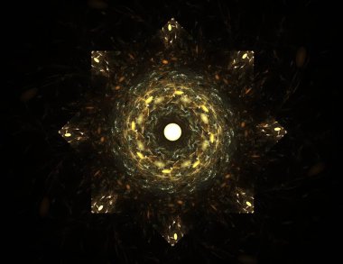 Konuyla ilgili soyut fraktal formlar grafik tasarım ve nükleer fizik bilim parçacıkların. Kutsal geometri futuristik