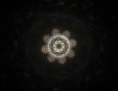 Konuyla ilgili soyut fraktal formlar grafik tasarım ve nükleer fizik bilim parçacıkların. Kutsal geometri futuristik