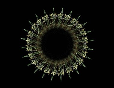 Konuyla ilgili soyut fraktal formlar grafik tasarım ve nükleer fizik bilim parçacıkların. Kutsal geometri futuristik