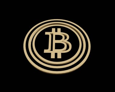 bitcoin işareti ile 3D işleme altın sikke. Para ve Finans simgesi. 3d illüstrasyon izole siyah arka plan üzerine.