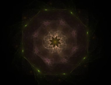 Dantelli renkli saat desen. Dijital fractal sanat tasarım. Kutsal semboller işaretler geometrisi soyut tasarım. 