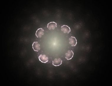 Konuyla ilgili soyut fraktal formlar grafik tasarım ve nükleer fizik bilim parçacıkların. Kutsal geometri futuristik