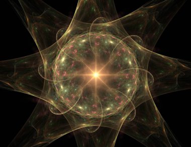 Konuyla ilgili soyut fraktal formlar grafik tasarım ve nükleer fizik bilim parçacıkların. Kutsal geometri futuristik