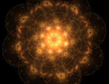 Konuyla ilgili soyut fraktal formlar grafik tasarım ve nükleer fizik bilim parçacıkların. Kutsal geometri futuristik