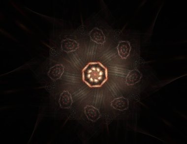 Dantelli renkli saat desen. Dijital fractal sanat tasarım. Kutsal semboller işaretler geometrisi soyut tasarım. 