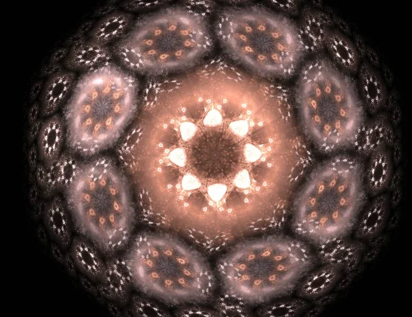 Soyut fraktal altın arka plan ile kesişen daireler ve oval. Hareket illüstrasyon. 