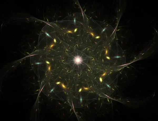 Konuyla ilgili soyut fraktal formlar grafik tasarım ve nükleer fizik bilim parçacıkların. Kutsal geometri futuristik