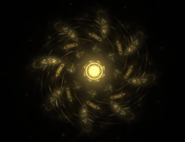 Konuyla ilgili soyut fraktal formlar grafik tasarım ve nükleer fizik bilim parçacıkların. Kutsal geometri futuristik